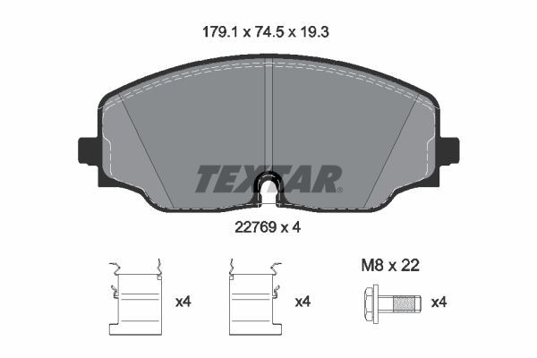 Stabdžių trinkelių rinkinys, diskinis stabdys TEXTAR 2276901