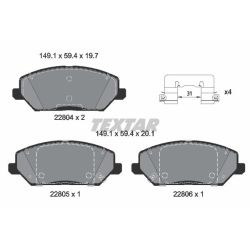 Stabdžių trinkelių rinkinys, diskinis stabdys TEXTAR 2280401