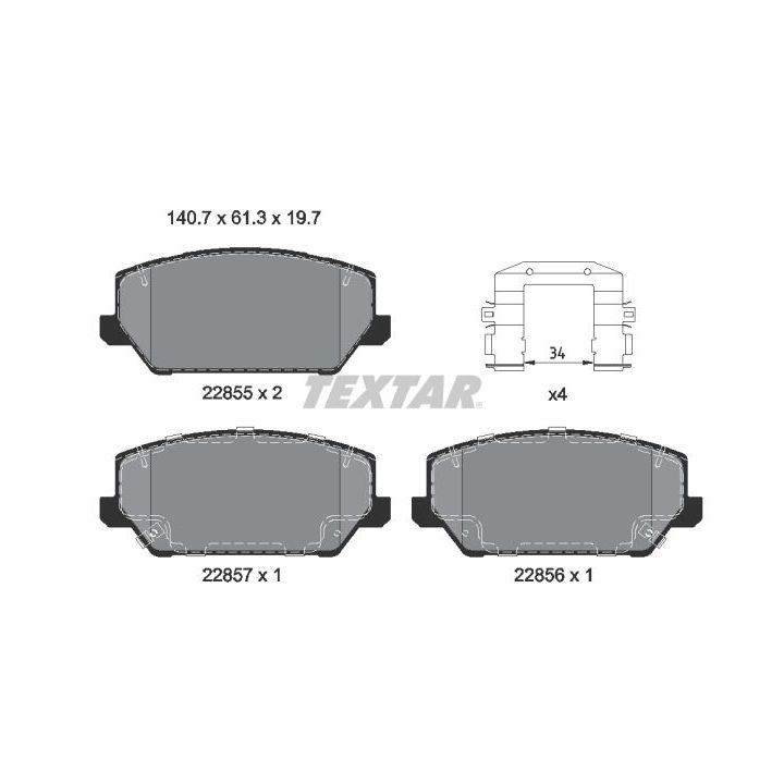 Stabdžių trinkelių rinkinys, diskinis stabdys TEXTAR 2285501