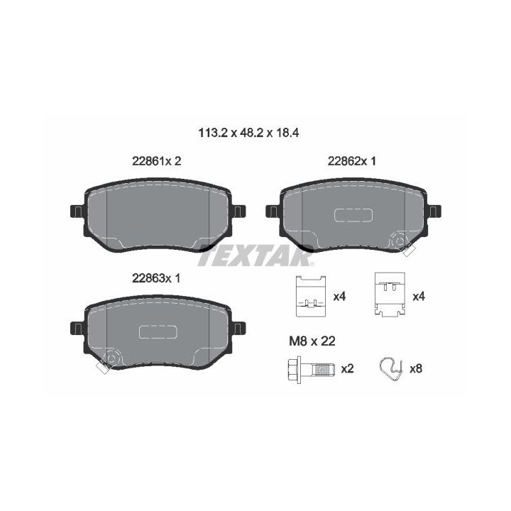 Stabdžių trinkelių rinkinys, diskinis stabdys TEXTAR 2286101