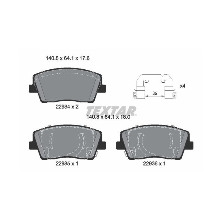 Stabdžių trinkelių rinkinys, diskinis stabdys TEXTAR 2293401