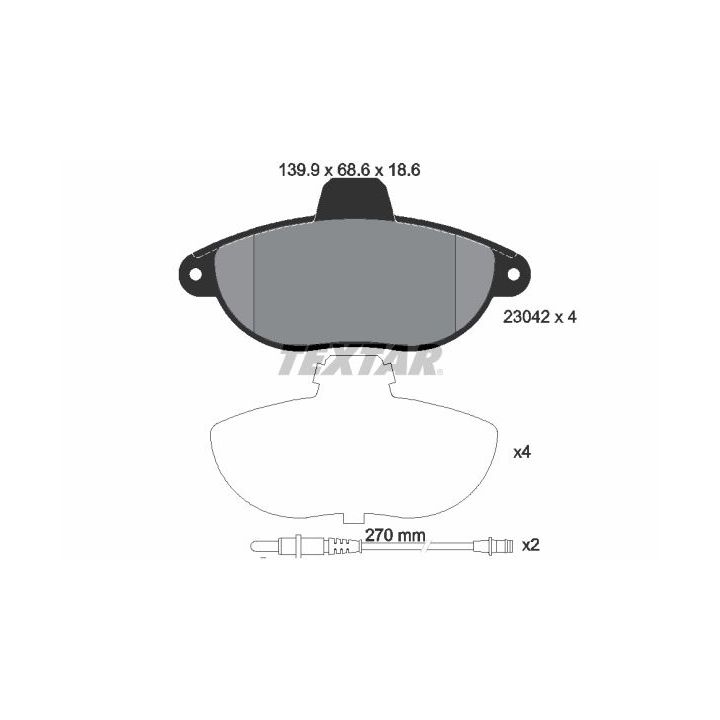 Stabdžių trinkelių rinkinys, diskinis stabdys TEXTAR 2304201