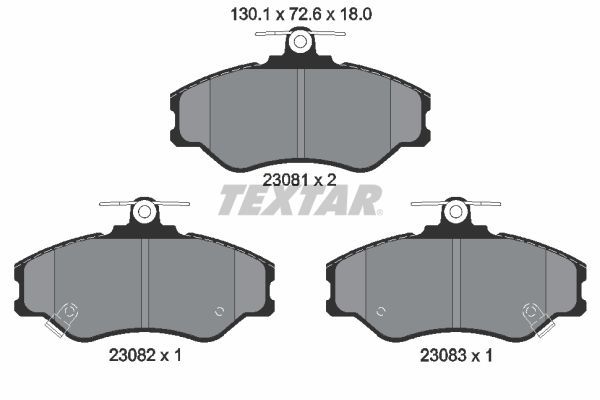 Stabdžių trinkelių rinkinys, diskinis stabdys TEXTAR 2308101