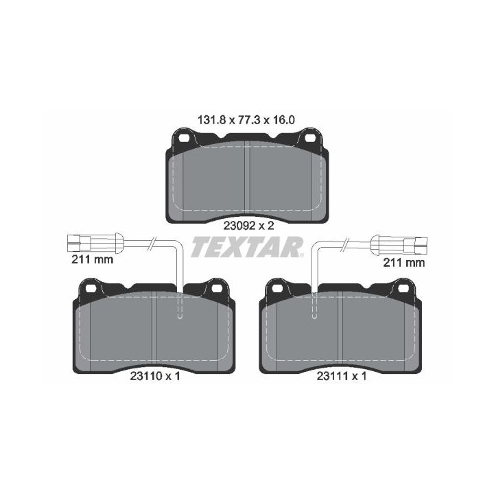 Stabdžių trinkelių rinkinys, diskinis stabdys TEXTAR 2309201