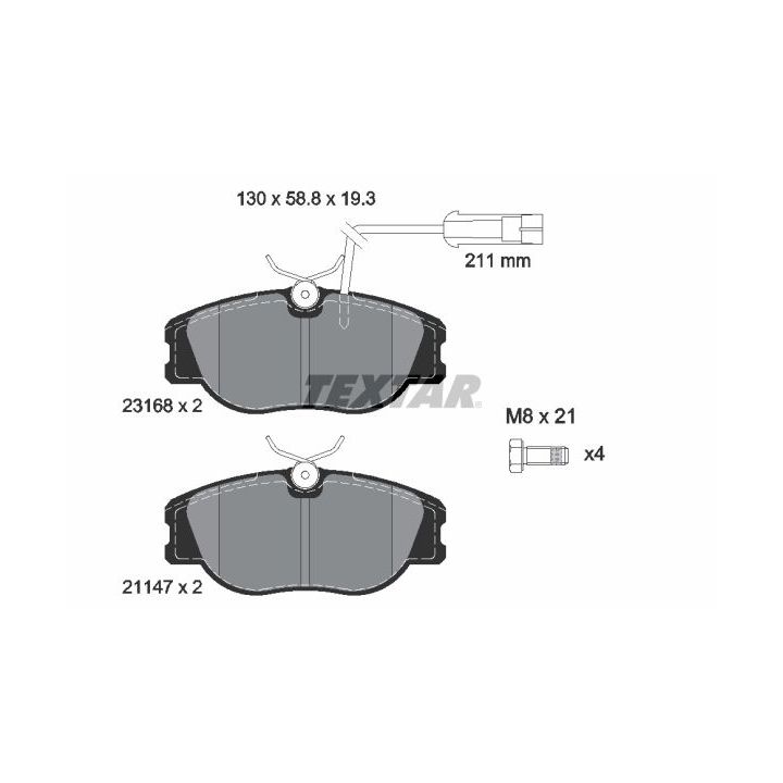 Stabdžių trinkelių rinkinys, diskinis stabdys TEXTAR 2316803