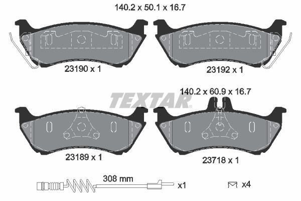 Stabdžių trinkelių rinkinys, diskinis stabdys TEXTAR 2319002
