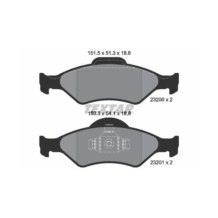 Stabdžių trinkelių rinkinys, diskinis stabdys TEXTAR 2320001
