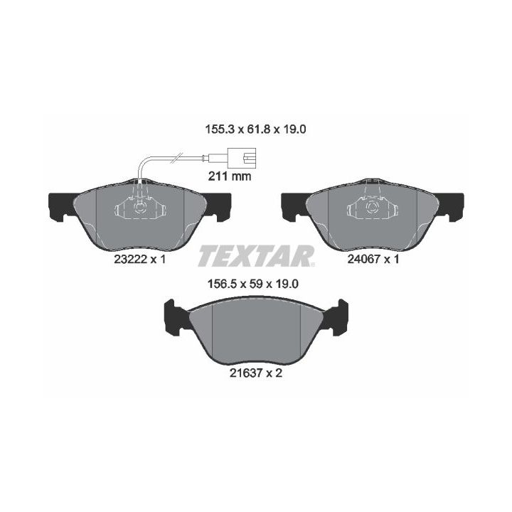 Stabdžių trinkelių rinkinys, diskinis stabdys TEXTAR 2322201