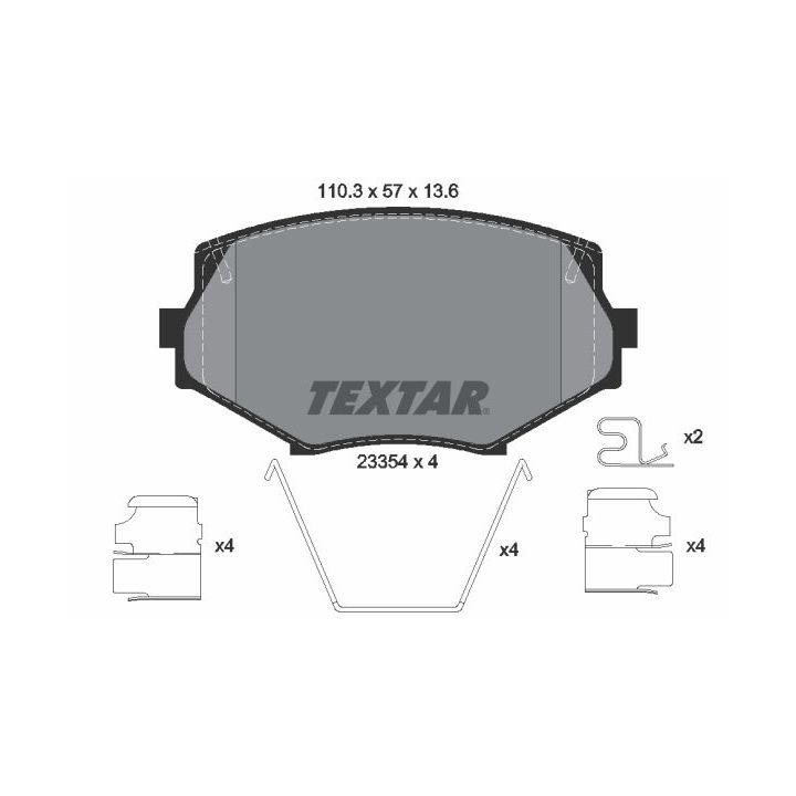 Stabdžių trinkelių rinkinys, diskinis stabdys TEXTAR 2335404