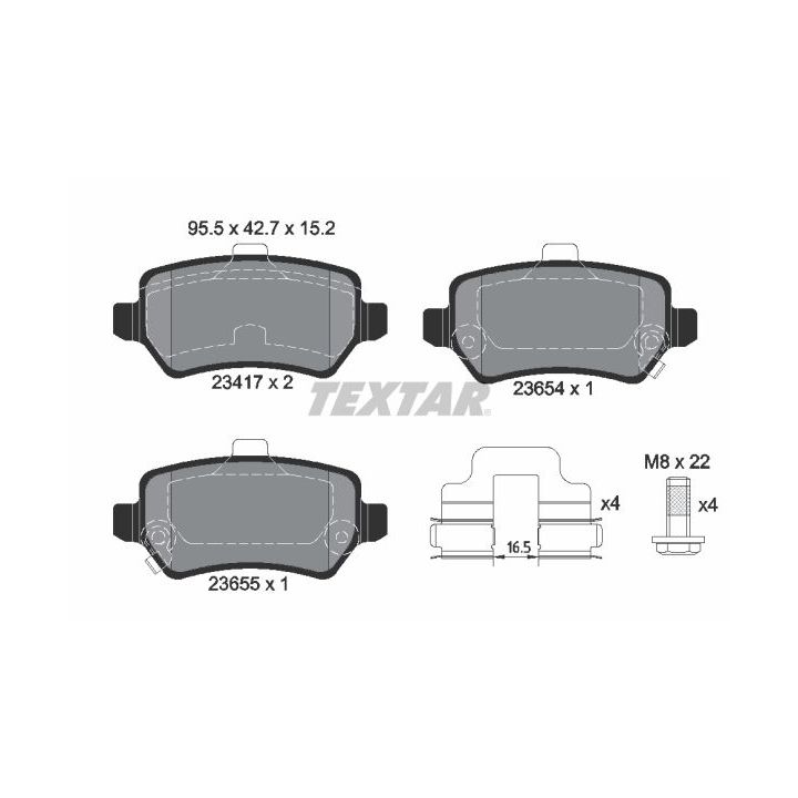 Stabdžių trinkelių rinkinys, diskinis stabdys TEXTAR 2341782