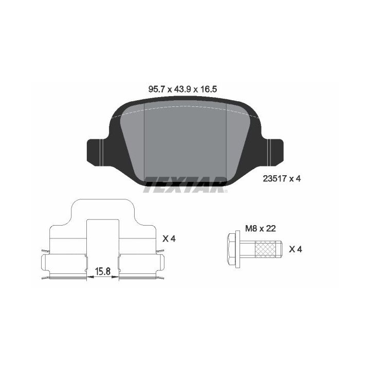 Stabdžių trinkelių rinkinys, diskinis stabdys TEXTAR 2351703