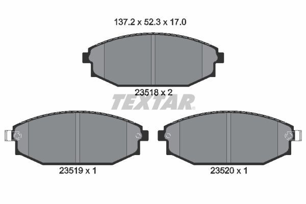 Stabdžių trinkelių rinkinys, diskinis stabdys TEXTAR 2351801