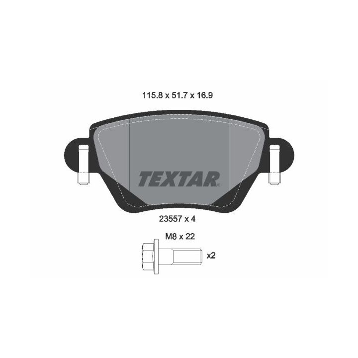 Stabdžių trinkelių rinkinys, diskinis stabdys TEXTAR 2355702