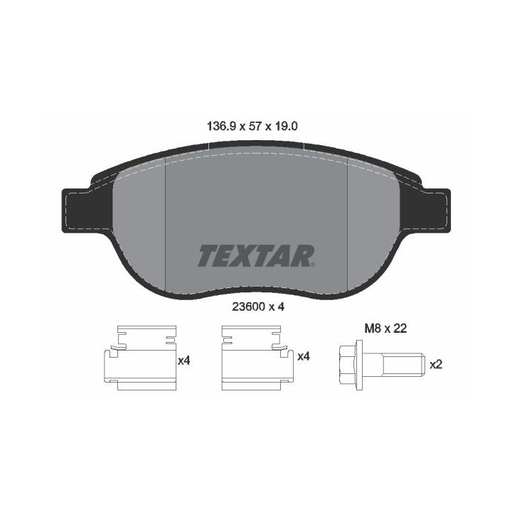 Stabdžių trinkelių rinkinys, diskinis stabdys TEXTAR 2360001