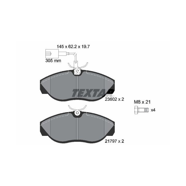 Stabdžių trinkelių rinkinys, diskinis stabdys TEXTAR 2360201