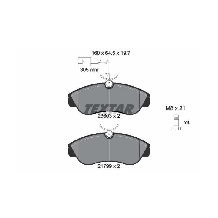 Stabdžių trinkelių rinkinys, diskinis stabdys TEXTAR 2360301