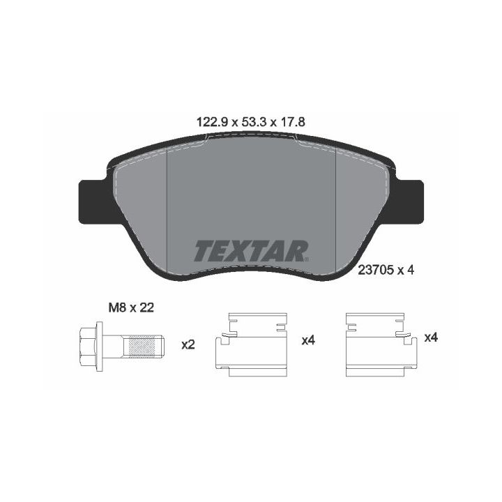 Stabdžių trinkelių rinkinys, diskinis stabdys TEXTAR 2370503