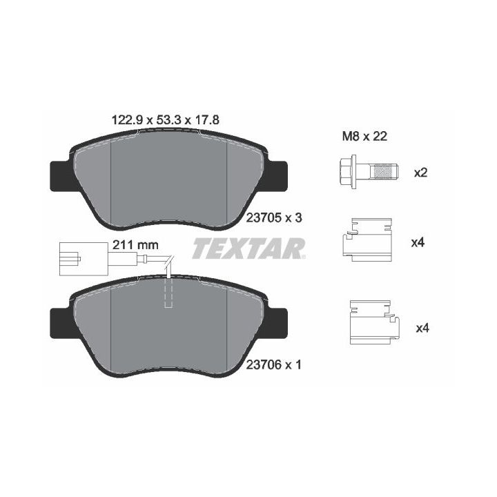 Stabdžių trinkelių rinkinys, diskinis stabdys TEXTAR 2370581