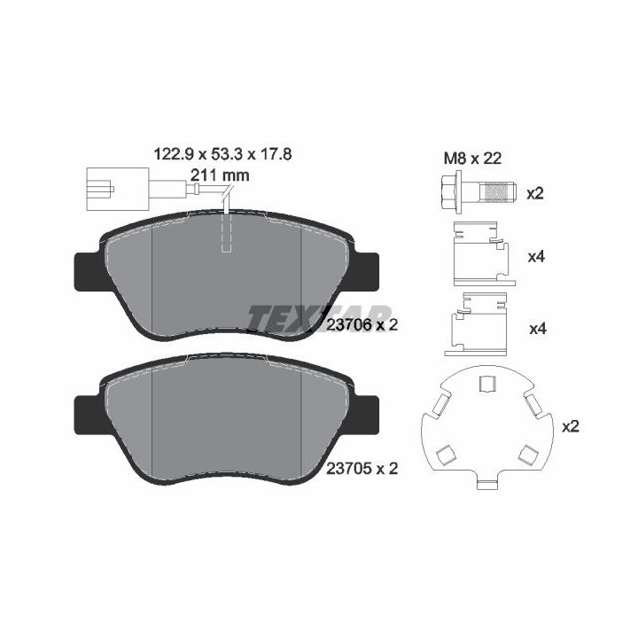Stabdžių trinkelių rinkinys, diskinis stabdys TEXTAR 2370601