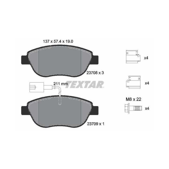 Stabdžių trinkelių rinkinys, diskinis stabdys TEXTAR 2370881