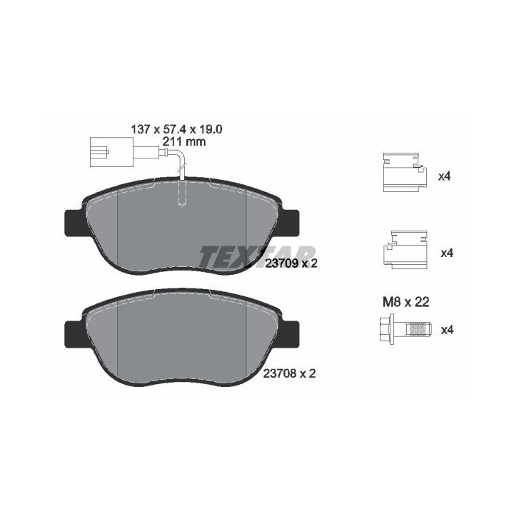 Stabdžių trinkelių rinkinys, diskinis stabdys TEXTAR 2370901