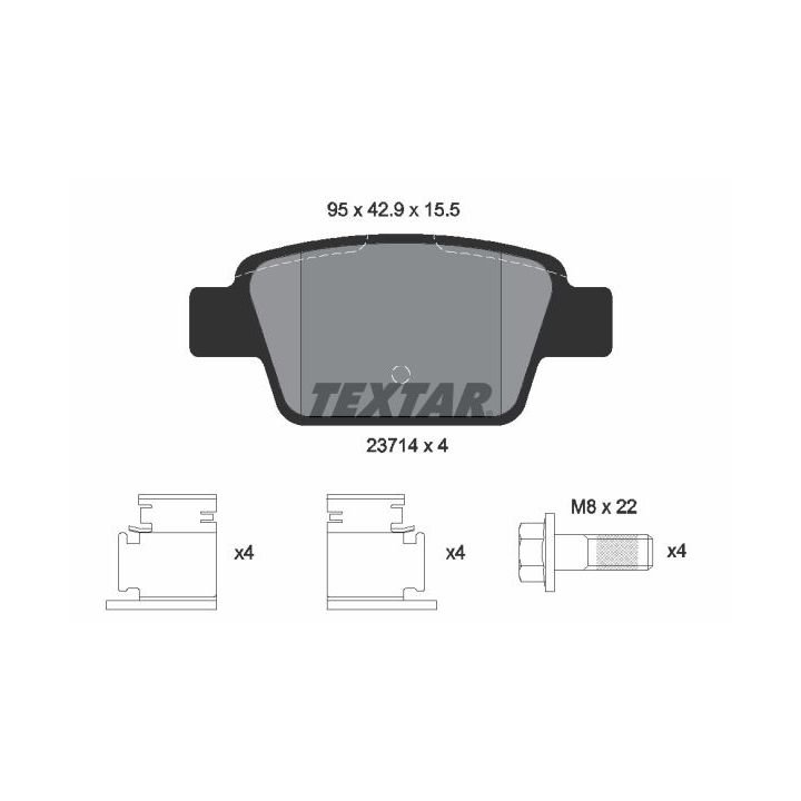 Stabdžių trinkelių rinkinys, diskinis stabdys TEXTAR 2371481