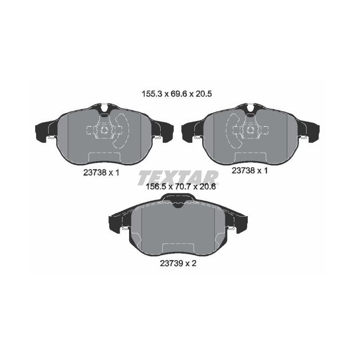 Stabdžių trinkelių rinkinys, diskinis stabdys TEXTAR 2373807