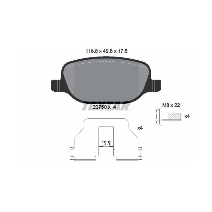 Stabdžių trinkelių rinkinys, diskinis stabdys TEXTAR 2376001