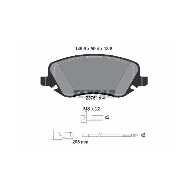 Stabdžių trinkelių rinkinys, diskinis stabdys TEXTAR 2376101