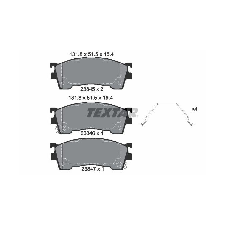 Stabdžių trinkelių rinkinys, diskinis stabdys TEXTAR 2384504