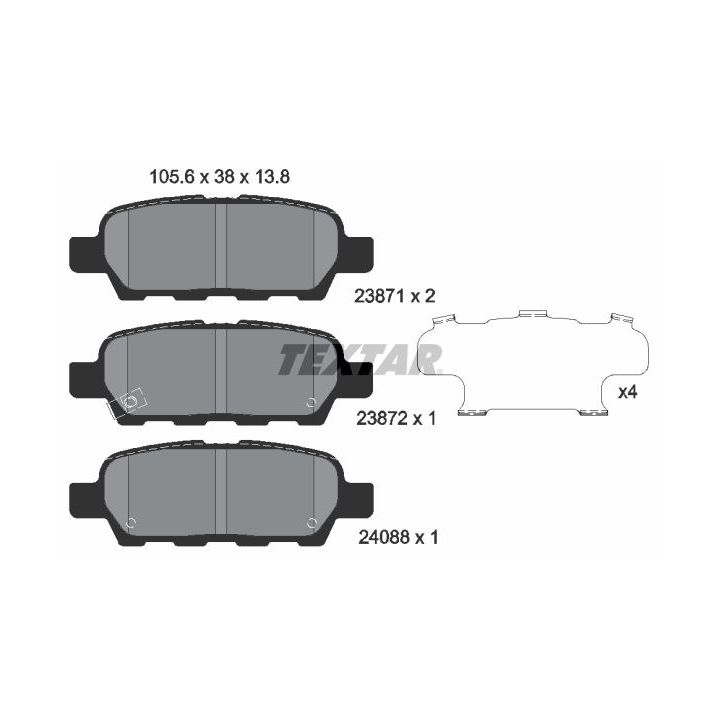 Stabdžių trinkelių rinkinys, diskinis stabdys TEXTAR 2387101