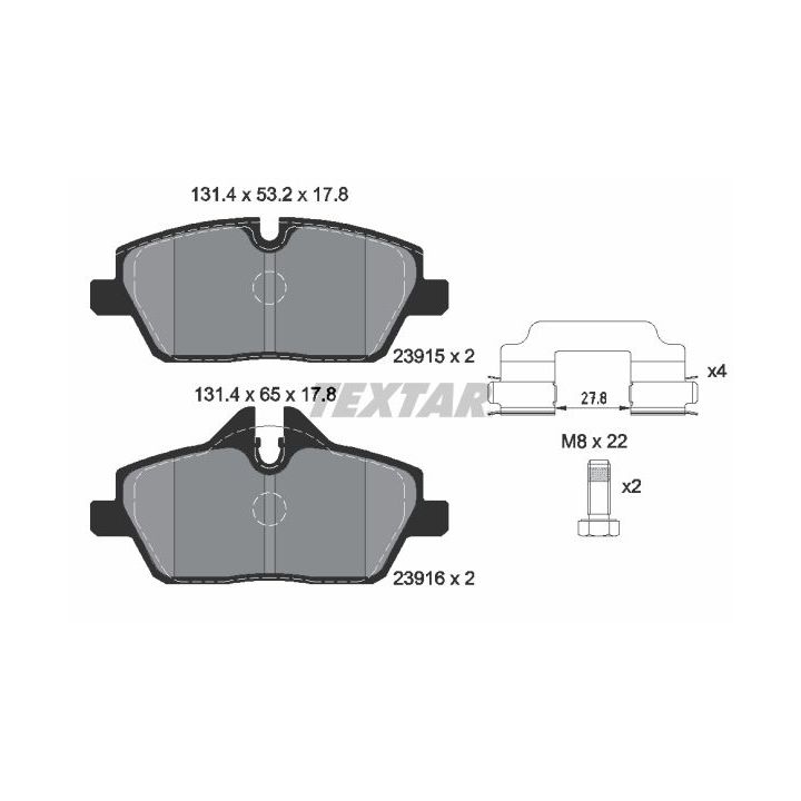 Stabdžių trinkelių rinkinys, diskinis stabdys TEXTAR 2391503