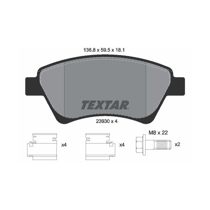 Stabdžių trinkelių rinkinys, diskinis stabdys TEXTAR 2393001
