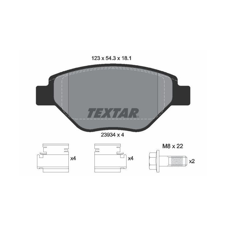 Stabdžių trinkelių rinkinys, diskinis stabdys TEXTAR 2393401
