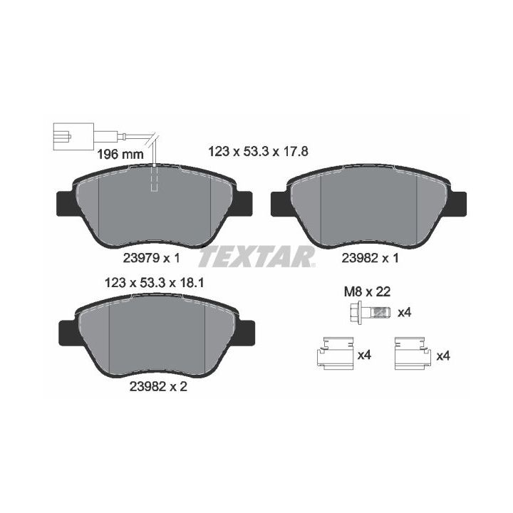 Stabdžių trinkelių rinkinys, diskinis stabdys TEXTAR 2397901