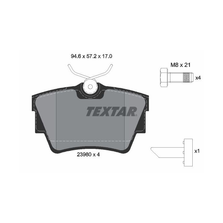 Stabdžių trinkelių rinkinys, diskinis stabdys TEXTAR 2398001