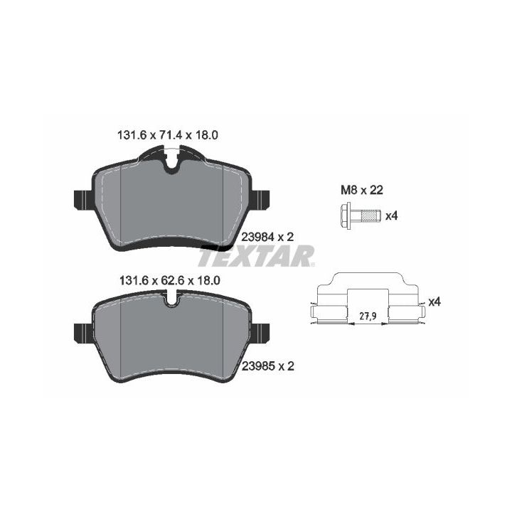 Stabdžių trinkelių rinkinys, diskinis stabdys TEXTAR 2398401