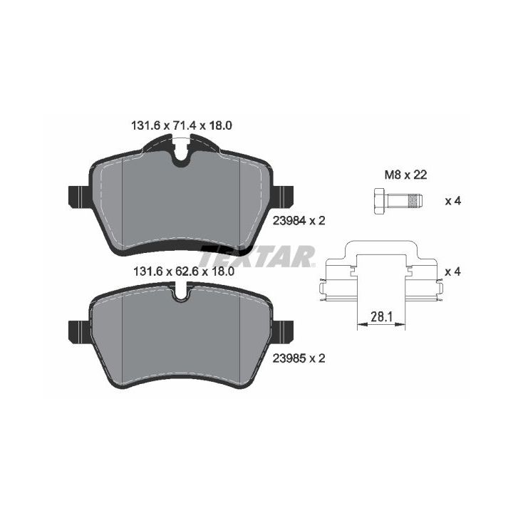 Stabdžių trinkelių rinkinys, diskinis stabdys TEXTAR 2398404