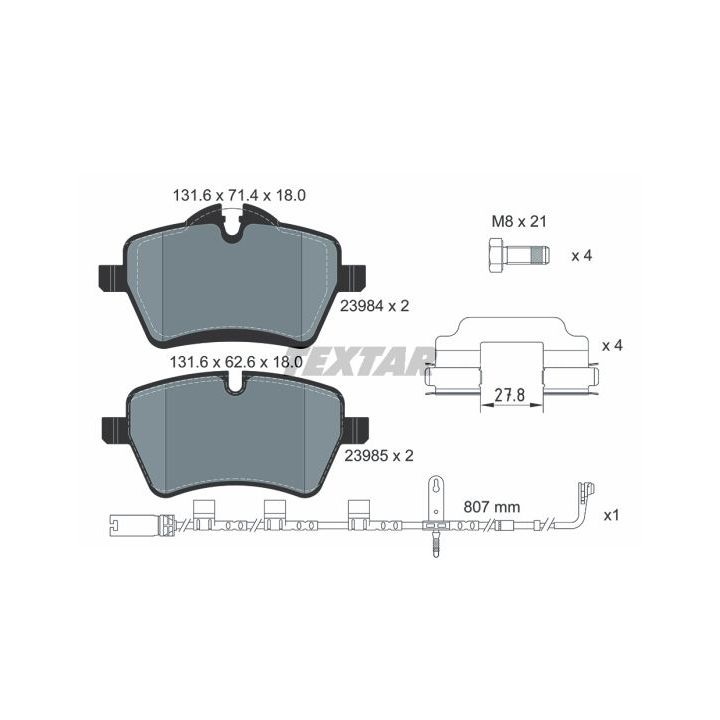 Stabdžių trinkelių rinkinys, diskinis stabdys TEXTAR 2398407
