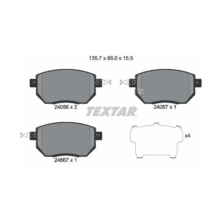 Stabdžių trinkelių rinkinys, diskinis stabdys TEXTAR 2405601