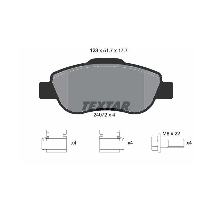 Stabdžių trinkelių rinkinys, diskinis stabdys TEXTAR 2407201