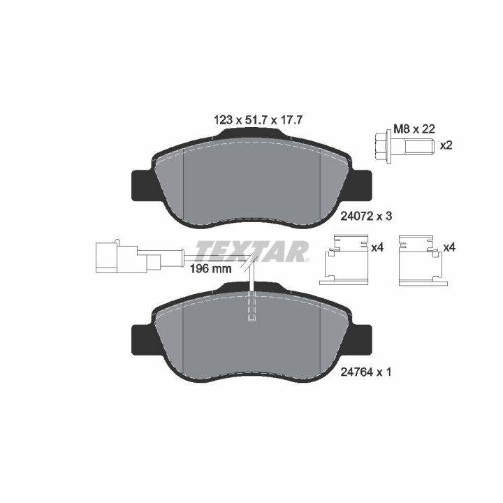 Stabdžių trinkelių rinkinys, diskinis stabdys TEXTAR 2407202