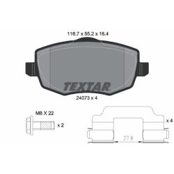 Stabdžių trinkelių rinkinys, diskinis stabdys TEXTAR 2407301