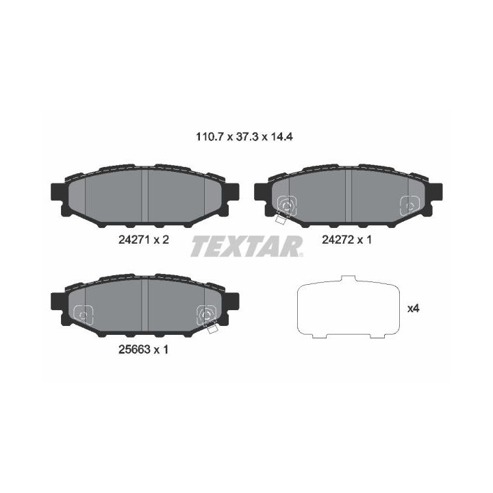 Stabdžių trinkelių rinkinys, diskinis stabdys TEXTAR 2427101