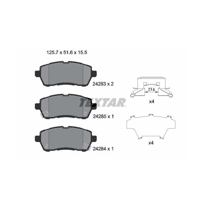 Stabdžių trinkelių rinkinys, diskinis stabdys TEXTAR 2428303