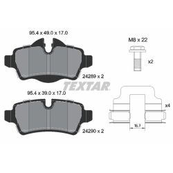 Stabdžių trinkelių rinkinys, diskinis stabdys TEXTAR 2428901