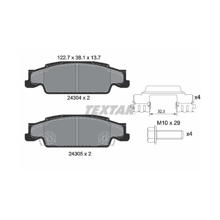 Stabdžių trinkelių rinkinys, diskinis stabdys TEXTAR 2430402