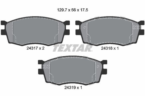 Stabdžių trinkelių rinkinys, diskinis stabdys TEXTAR 2431701