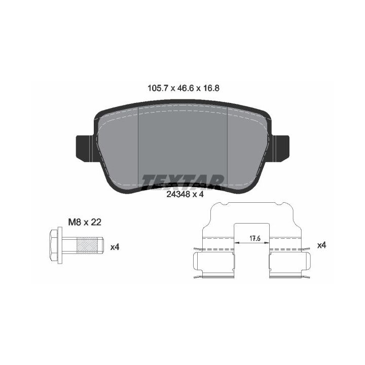 Stabdžių trinkelių rinkinys, diskinis stabdys TEXTAR 2434801