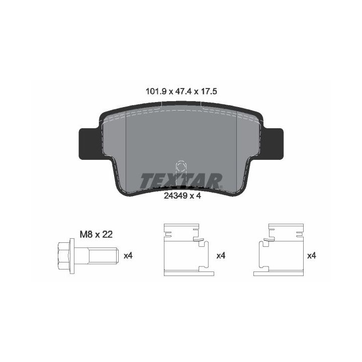 Stabdžių trinkelių rinkinys, diskinis stabdys TEXTAR 2434901